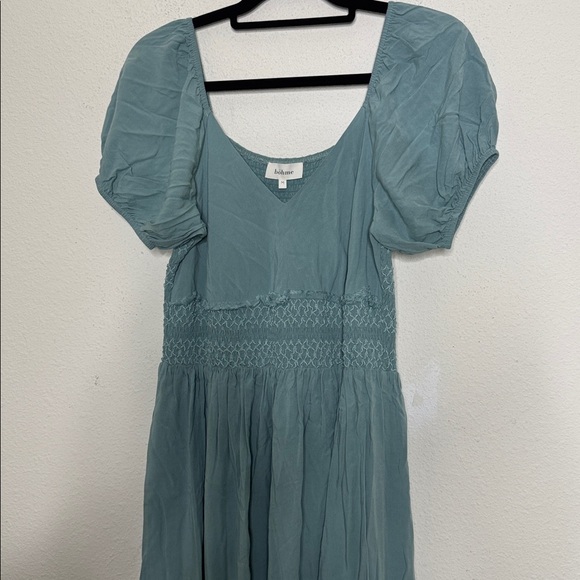 Bohme Elegant Blue Puff Sleeve lined maxi Dress size medium - Picture 2 of 7